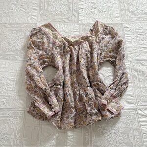 American Eagle Outfitters Dusty Pink Floral Smocked Peasant Top